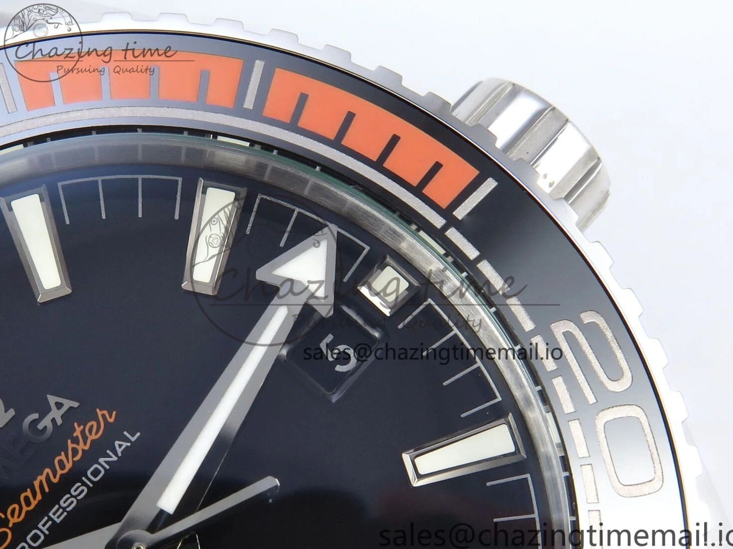 0509 WrinkleFree Seamaster Planet Ocean 600M 43.5mm SS SCF 1:1 Best Edition Black Orange Bezel Black Dial on SS Bracelet A8900 Super Clone 7682